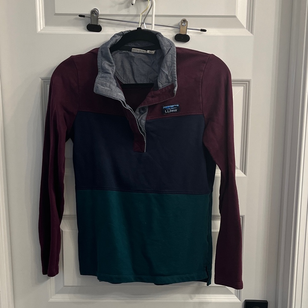 L.L. Bean Maroon and Teal Colorblock Pullover